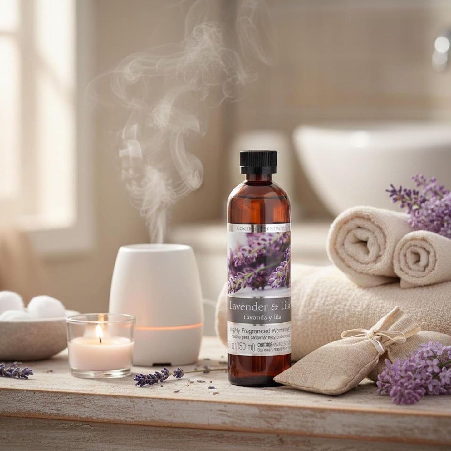 Hosley Lavender Lilac Fragrance Warming Oils, Set of 2, 5oz Each. Ideal Gift for Weddings, spa, Reiki, Meditation, Bathroom Settings.P1