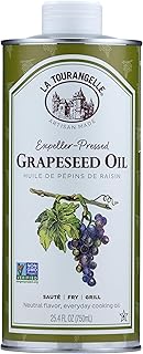 La Tourangelle, Expeller-Pressed Grapeseed Oil, High Heat Neutral Cooking Oil, Cast Iron Seasoning, Also Great for Skin, Hair, and DIY Beauty Recipes, 25.4 fl oz