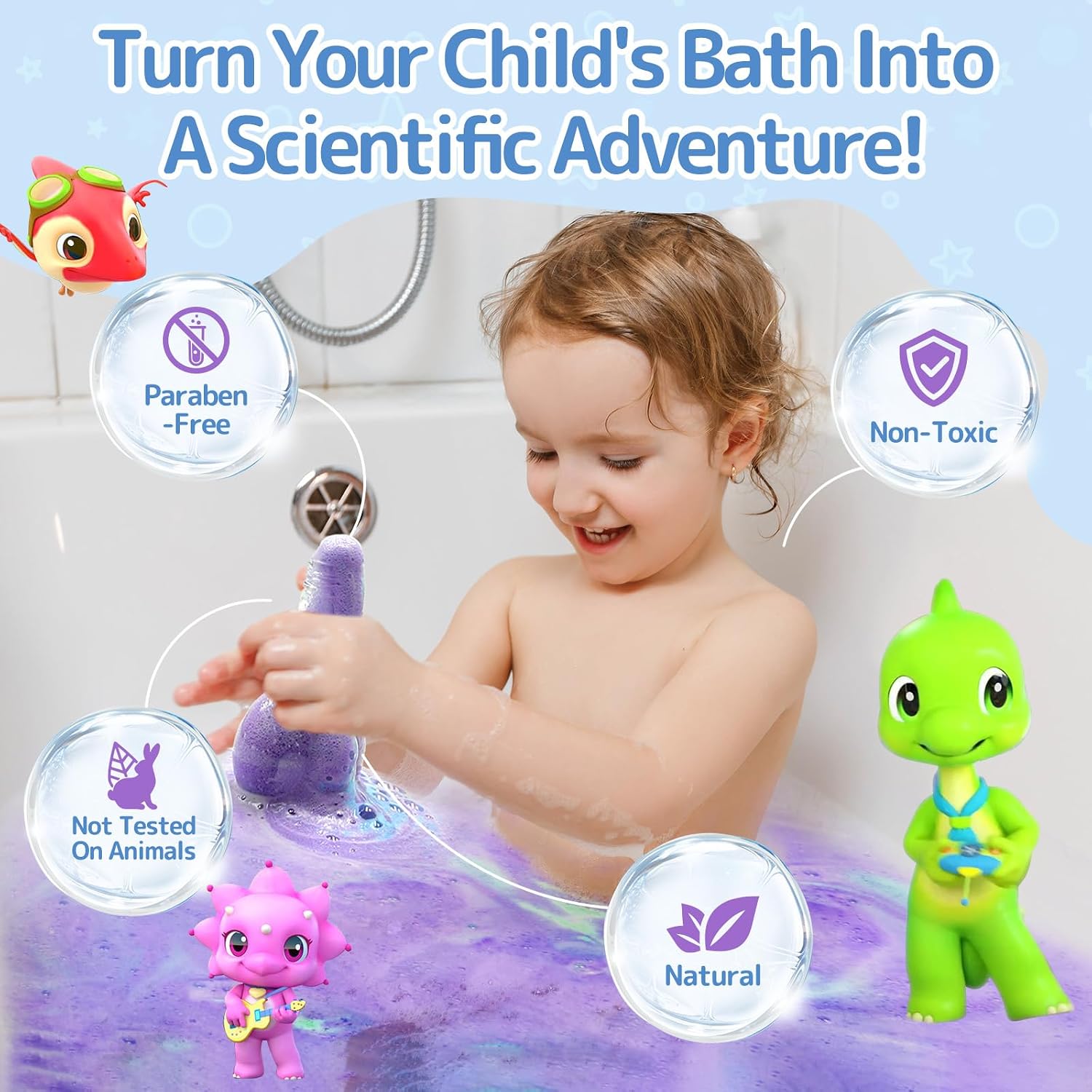 SWCANDY Bath Toys Kids Bath Bombs Potion, 6 Pack Non-Toxic Bathtub Colorful Foam Bubble Science Sensory Bath Play Soap Magical Fizzes Eruption Tub Safe and Stain Free for Ages 3+ Boys Girls Toddlers