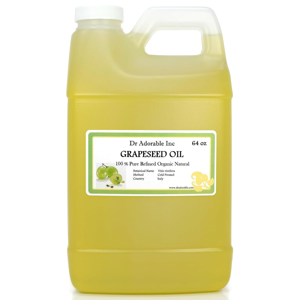 Dr Adorable - 64 oz - Grapeseed Oil - 100% Pure Natural Organic Cold Pressed