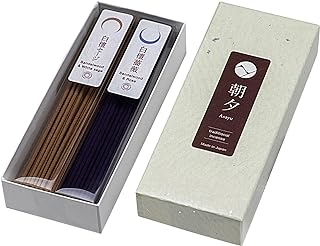 Asayu Japan Traditional Incense Sticks - Purification Set (Sandalwood & White Sage + Sandalwood & Rose), 40gr (Each Scent 20g), for Yoga, Zen Meditation and Relaxation - Traditional Smoke Type
