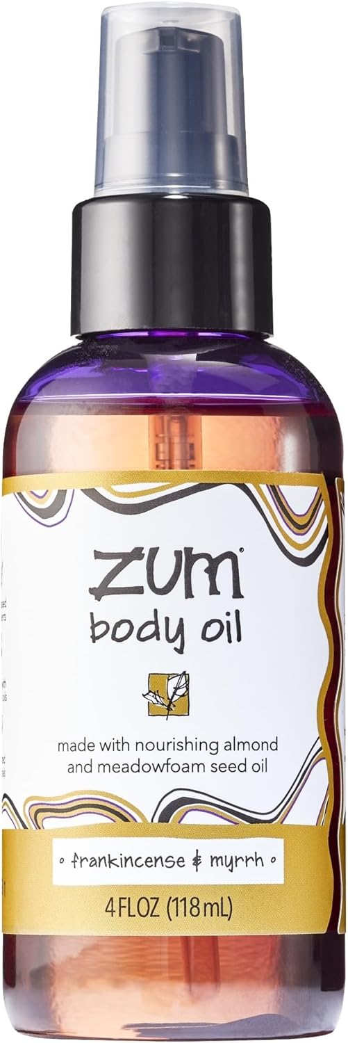 Indigo Wild Zum Frankincense & Myrrh Body Oil - Nourishing Body Massage Oil for Massage Therapy & Hydration - Nourishing, Vegetarian Massaging Oil with Sweet Almond Oil - 4 fl oz