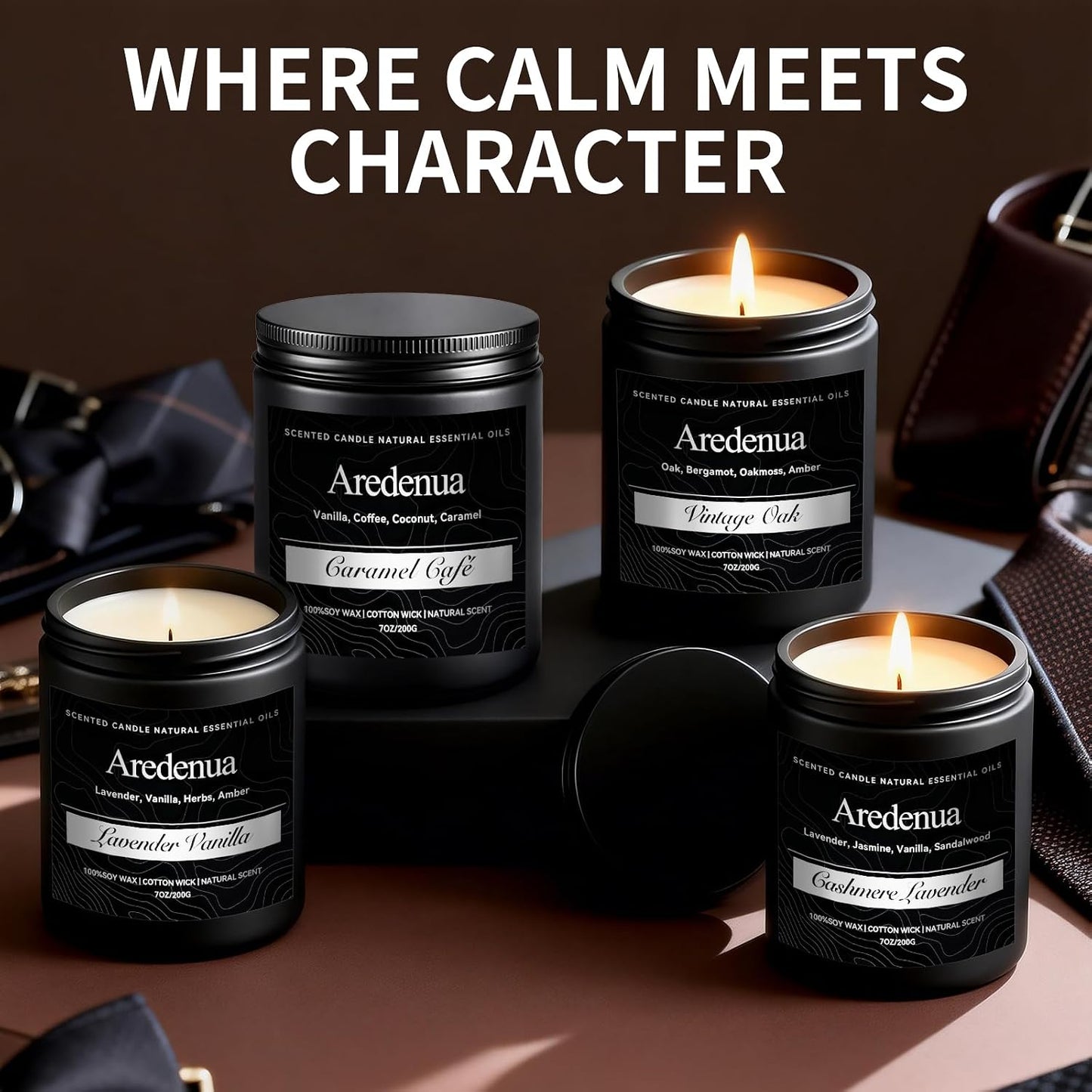 Smoke & Vanilla Candle | Manly Candles for Home Scented, Masculine Soy Candles for Men - 7oz Long Lasting Scented Candle for Home, Aromatherapy Gift for Men & Women
