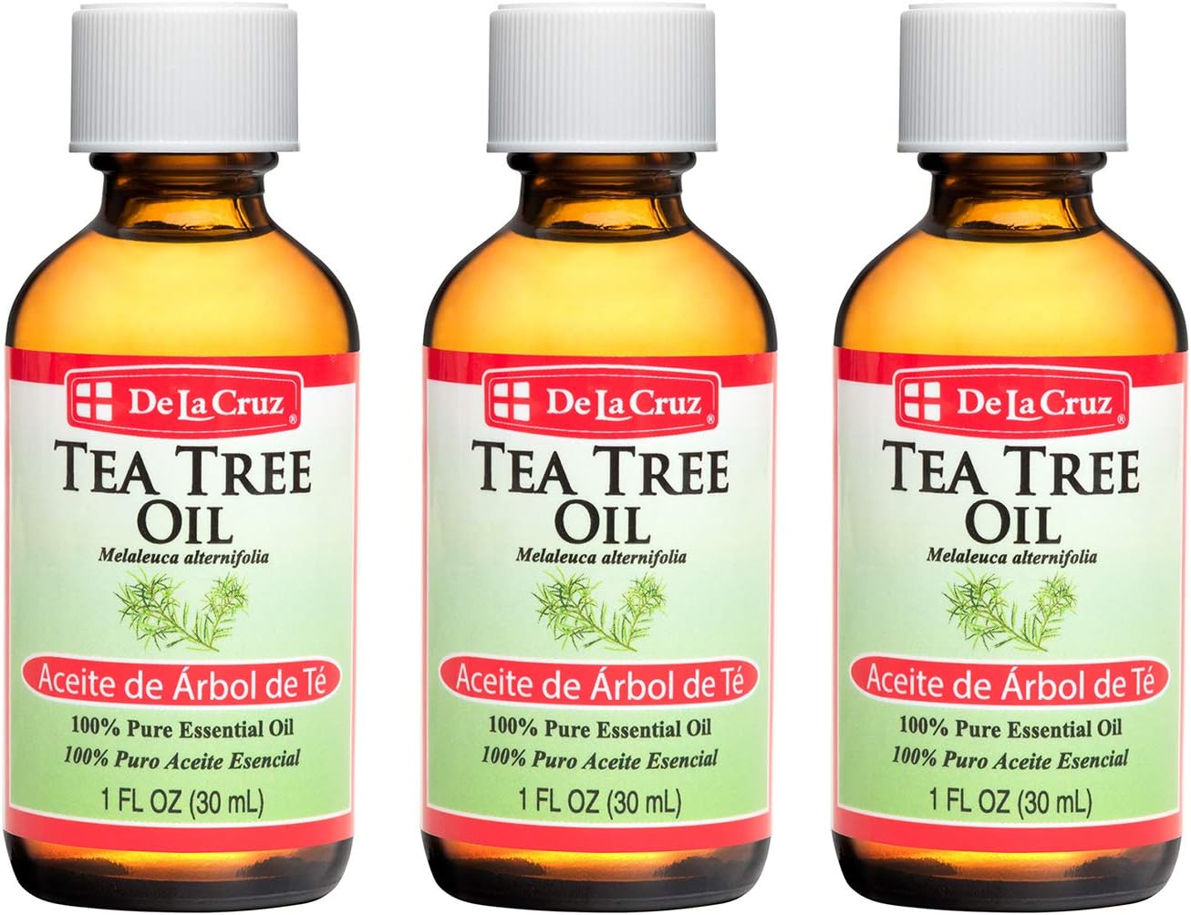 De La Cruz Tea Tree Oil - 100% Pure Tea Tree Essential Oil - Steam Distilled Tea Tree Oil for Aromatherapy - 1 FL OZ (3 Bottles)