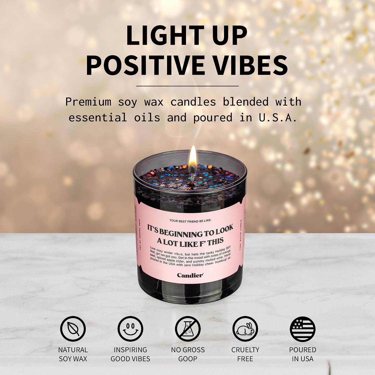 It’s Beginning to Look a Lot Like F This Scented Candle, Natural Soy Wax Candle with Orange Peel and Spiced Apple Cider Notes, Long-Lasting 60-Hour Burn, Candier by Ryan Porter