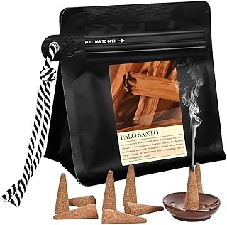 Palo Santo Incense Cones 30 Pcs with Holder - Natural Scent for Meditation & Space Cleansing