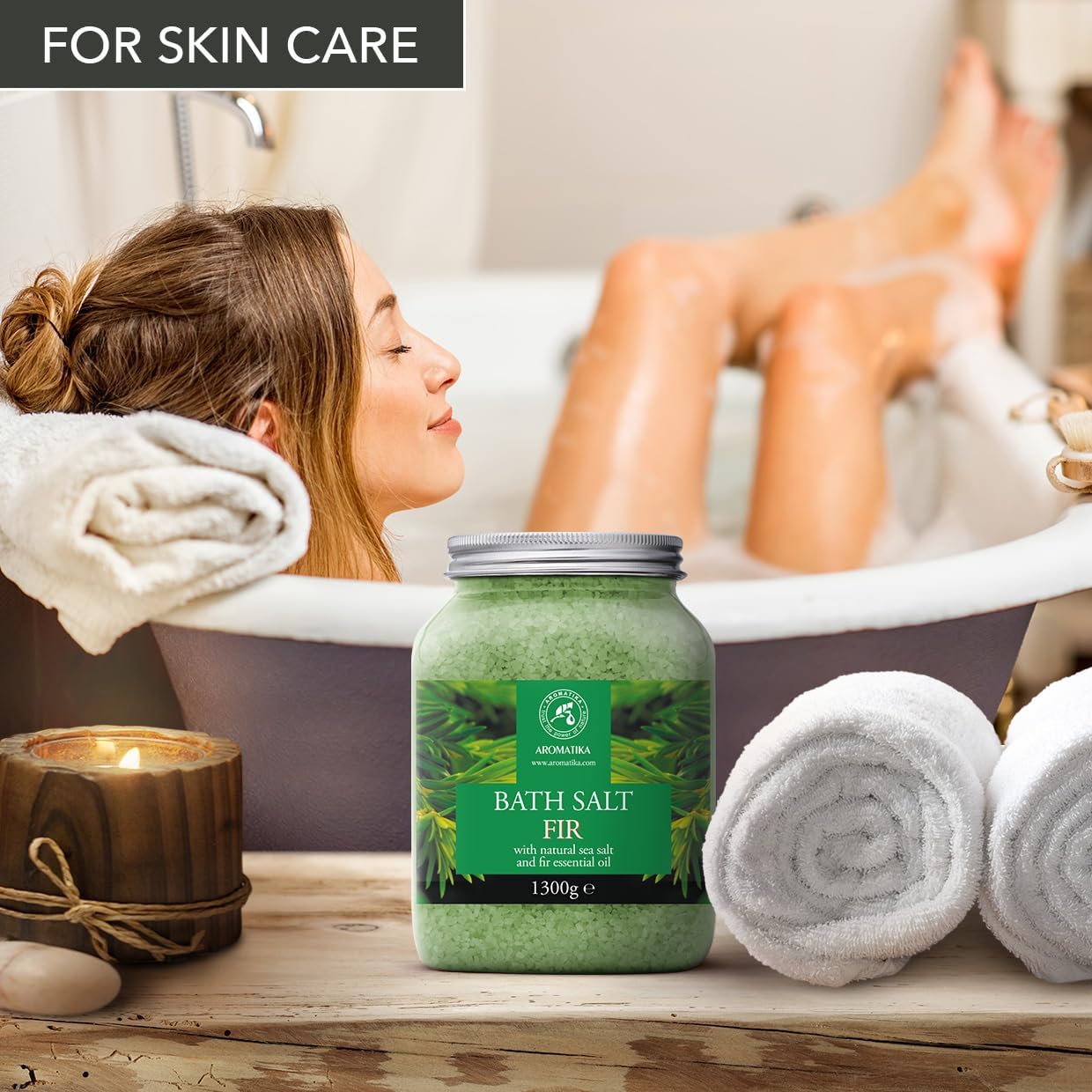 Fir Bath Salt with Natural Fir Essential Oil 46 Ounces - Natural Bath Sea Salt - Coniferous Salts - Best for Bath - Relaxing - Body Care - Beauty - Aromatherapy