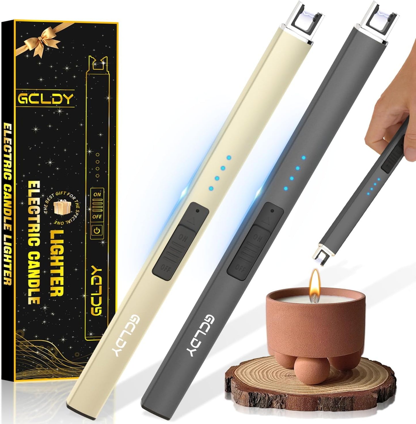 2 Pack Electric Candle Lighter, Gifts for Her/Him, USB Arc Rechargeable Windproof Long Lighter for Candle, Best Stocking Stuffers 2025, Birthday Gift for Women Men Mom Wife Sister,Gift for Sister