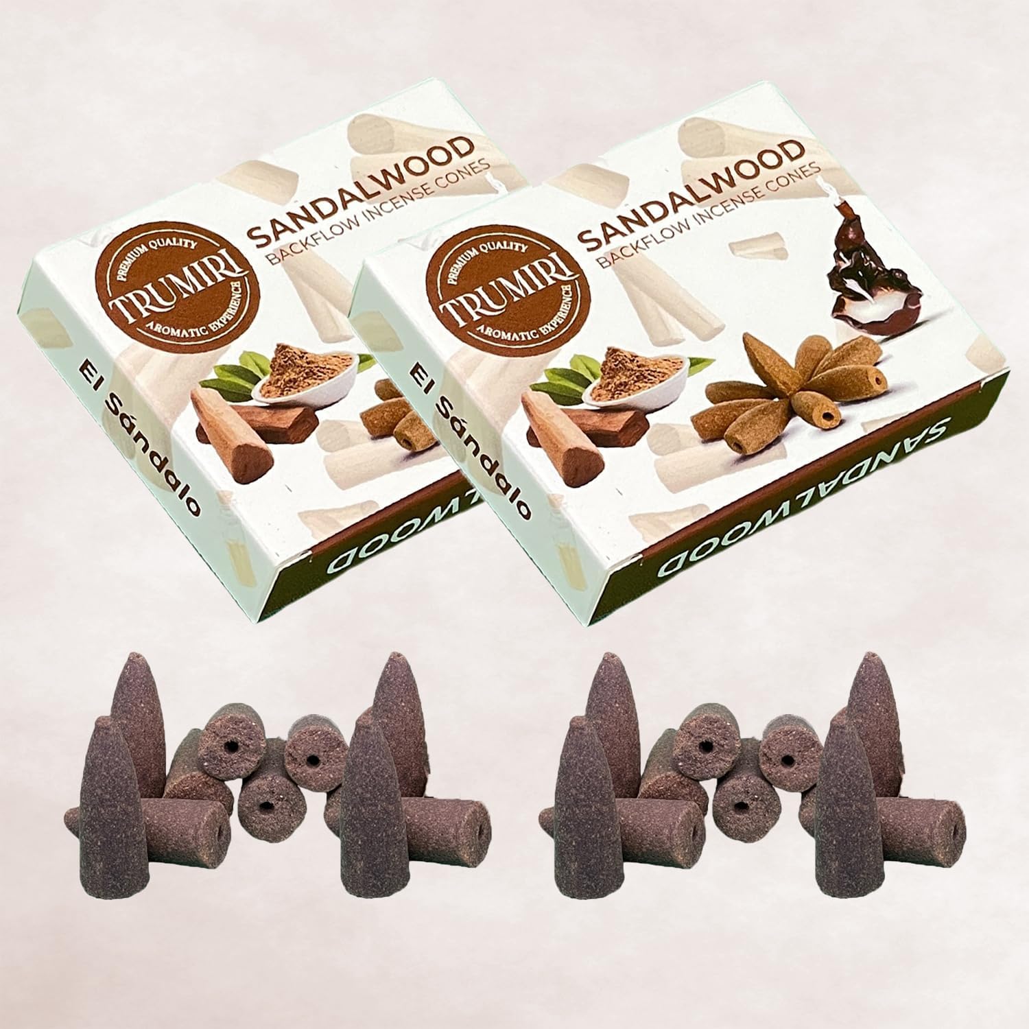 Sandalwood Backflow Incense - 60 Cones, Six Packs of 10, Waterfall Effect