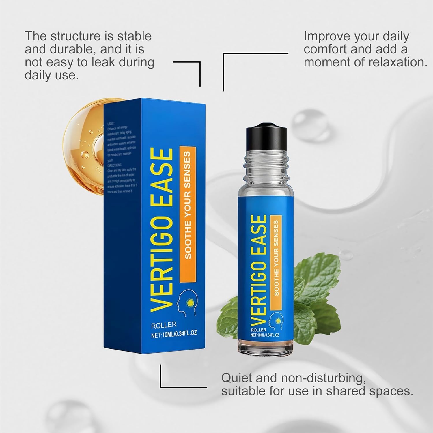 Vertigo Ease Roll On | Soothing Roll-On for Head Comfort - Essential Oil Blend to Relief Feelings of Dizziness & Promote Relaxation - Portable - 1pc / 10ml