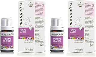 Pranarom - Mental Clarity & Focus Essential Oil, Pure Essential Oil for Diffusers, Revitalizing Aroma Oil, Lavender, Lemon, Peppermint, and More, Organic Essential Oil Blend, 2 Pack of 5ml Each
