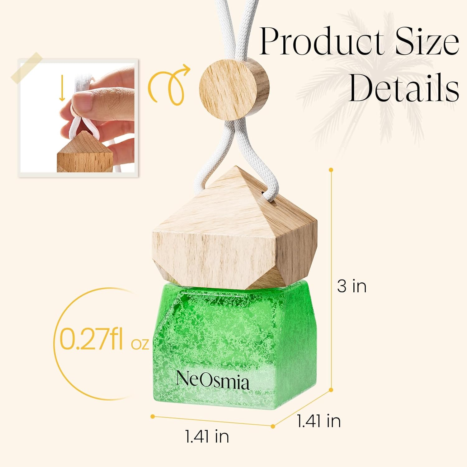 Car Diffuser Hanging- Crackle Glass Air Freshener& Natural Cork, 6 Scents Essential Oil Car Air Freshener, Long Lasting Aesthetic Car Decor Hanging Accessorie(Peppermint Eucalyptus)