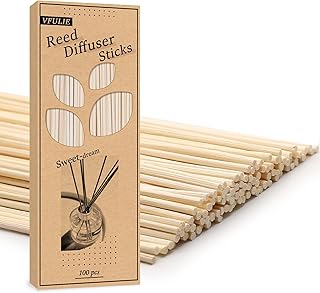 VFULIE 100PCS Reed Diffuser Sticks, 10 Inch Natural Rattan Wood Sticks Essential Oil Aroma Diffuser Sticks Refill Replacement for Aroma Fragrance