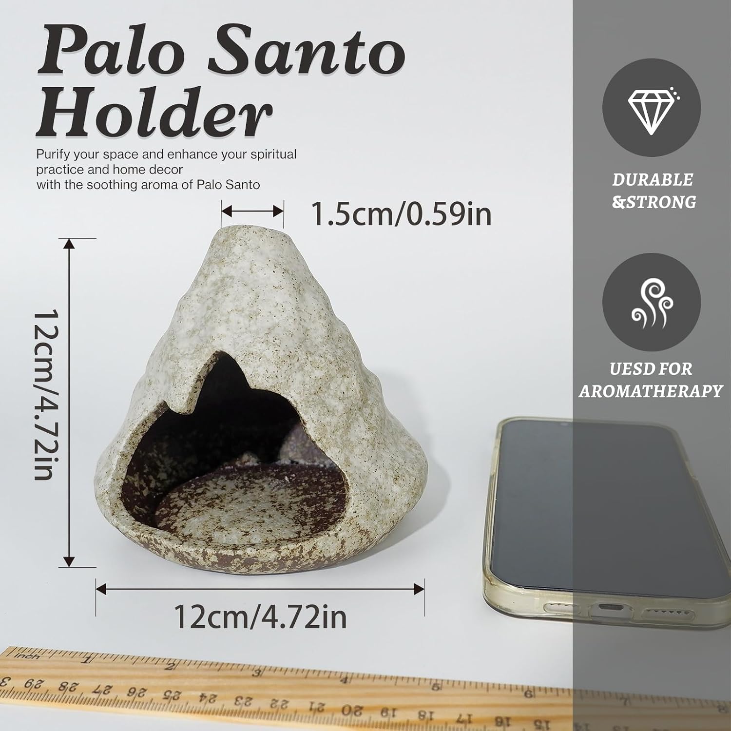 MOUGIGI Pure White Zongzi Palo Santo Holder – Elegant Sage Cone Incense Dish for Zen Meditation & Energy Cleansing – Ideal for Aromatherapy, Stress Relief, and Mindfulness Decor Gifts.