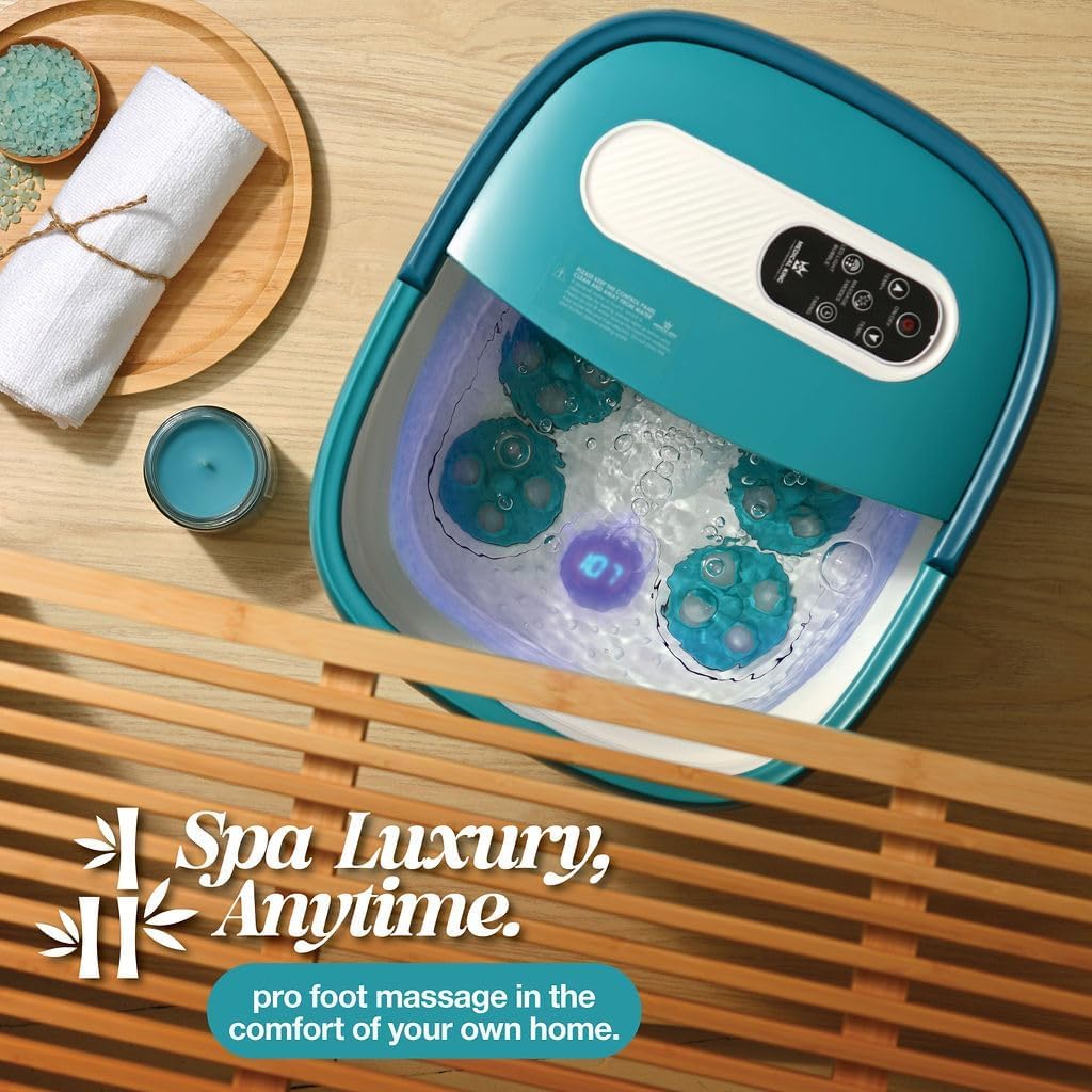 Medical king Foot Spa with Heat and Massage Electric Rotary Includes A Remote Control, A Pumice Stone, Bubbles - Motorized Shiatsu Massage Balls