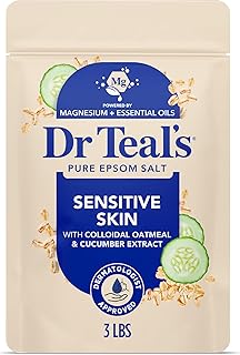 Dr Teal's Epsom Salt Magnesium Soak, Sensitive Skin with Colloidal Oatmeal & Cucumber Extract, 3 lbs