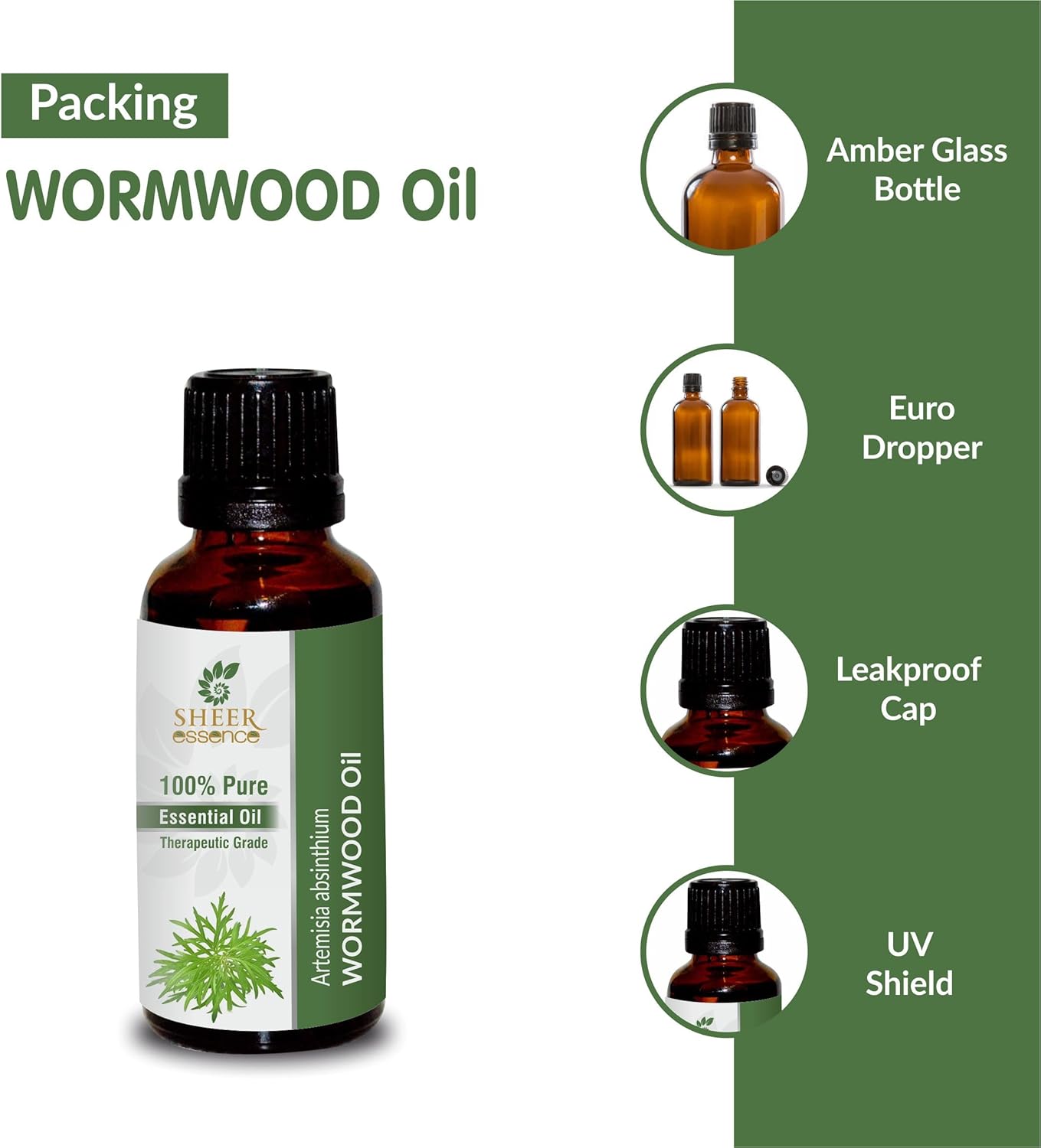 Wormwood Oil (Artemisia Absinthium) Essential Oil 100% Pure Natural Undiluted Uncut Therapeutic Grade Oil 0.33 FL.OZ