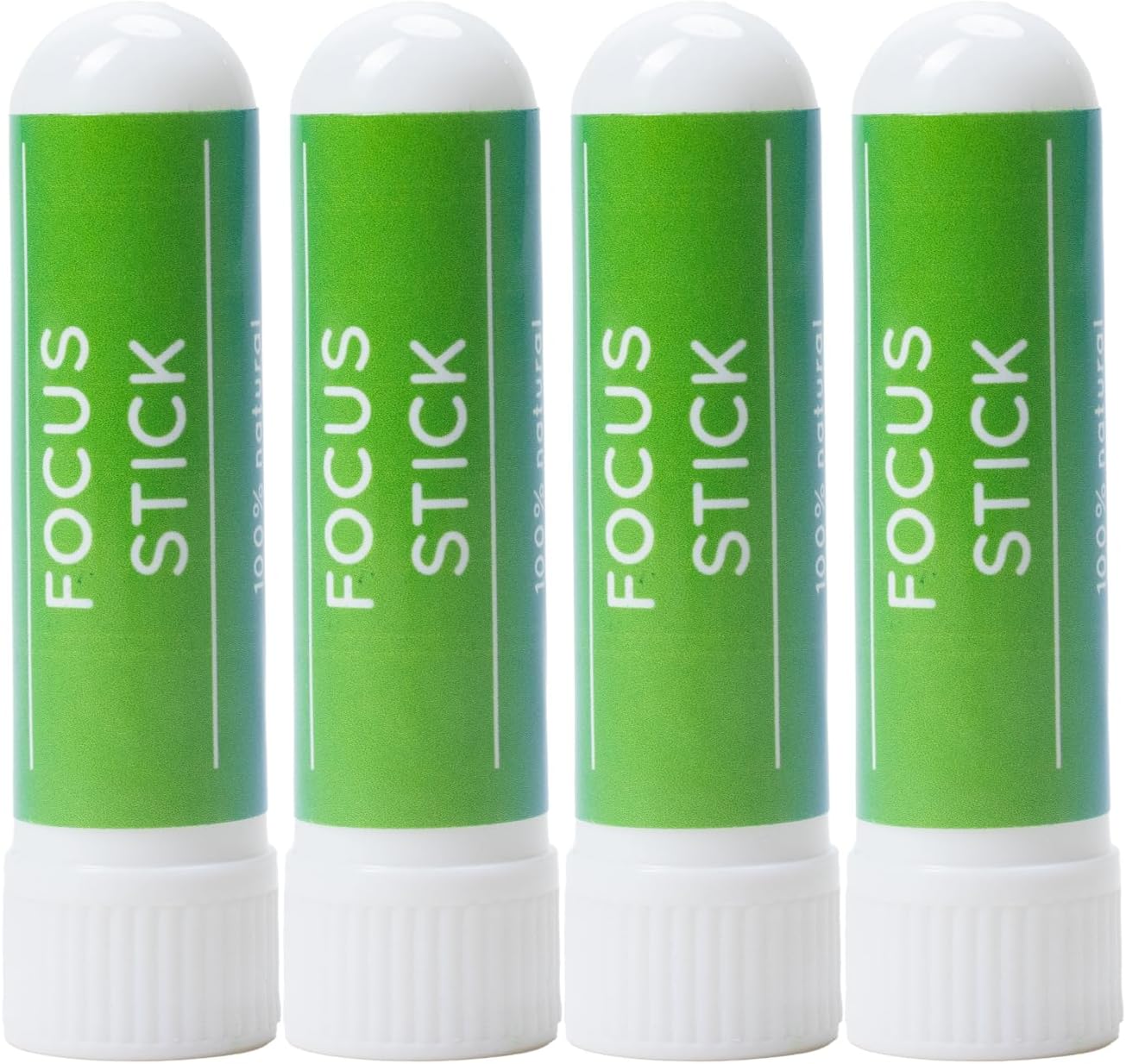 Focus Nasal Sticks (4 Pack) - Natural Mental Clarity & Concentration Aromatherapy Inhaler with Peppermint, Lemon, Rosemary & Frankincense