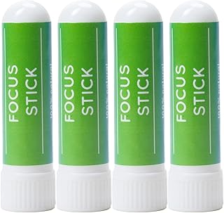 Focus Nasal Sticks (4 Pack) - Natural Mental Clarity & Concentration Aromatherapy Inhaler with Peppermint, Lemon, Rosemary & Frankincense