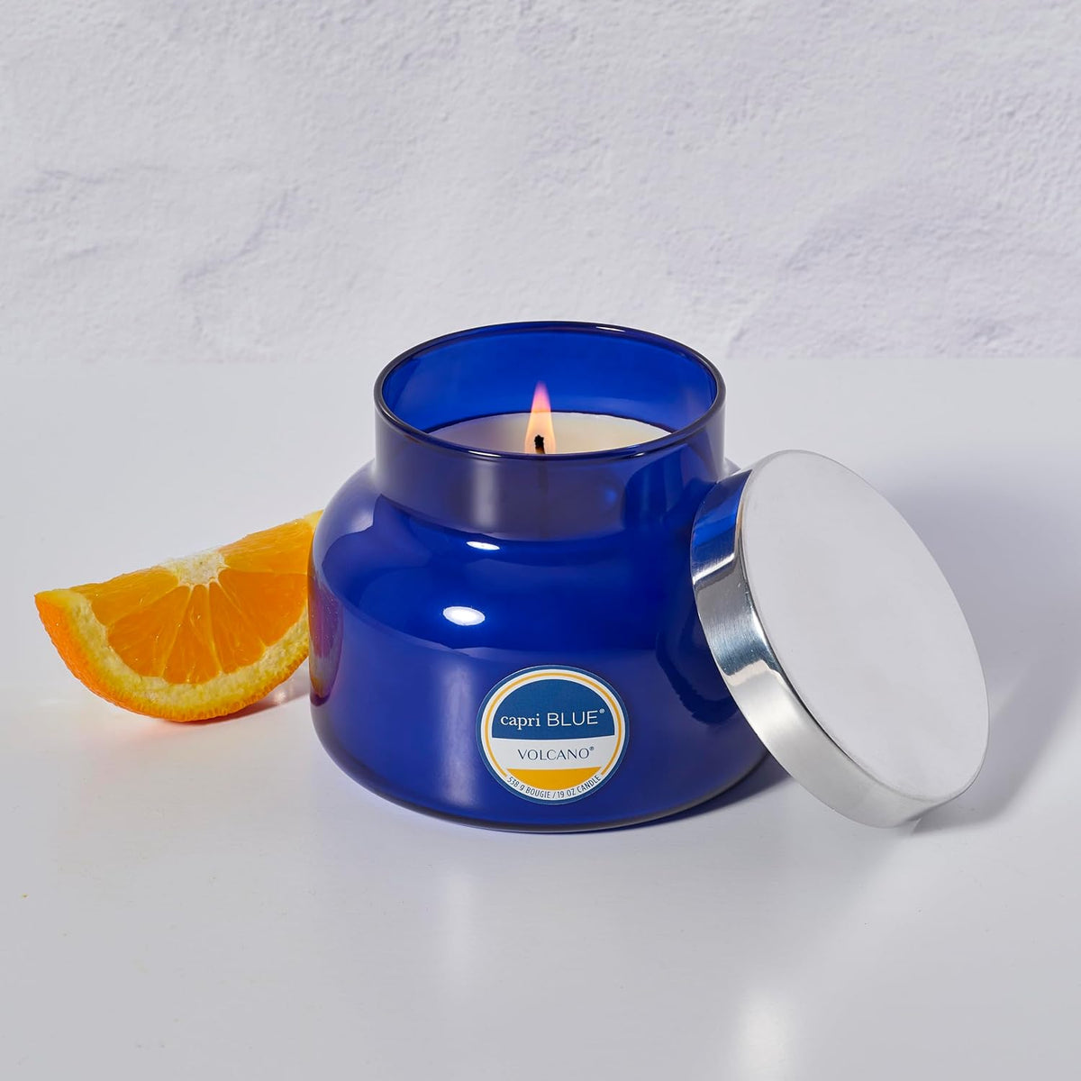 Capri Blue Volcano Scented Candles - Luxury Glass Jar Candles for Home Scented with Tropical Fruit &amp; Sugared Citrus - Soy Wax Blend - Blue Color (19 oz)