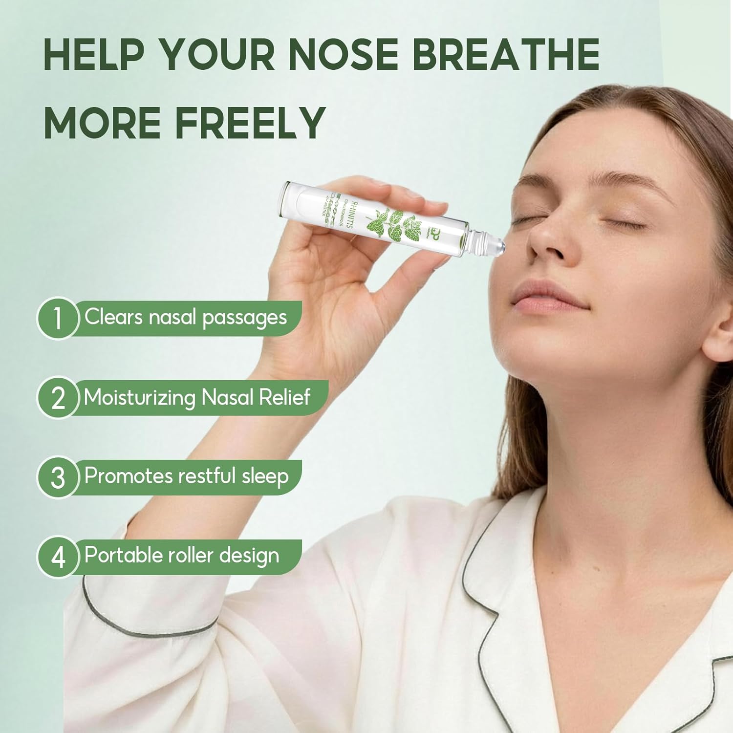 DoctorPro Non-Greasy Nasya Nasal Oil, Roll-On Design Natural Essential Oil Helps Ease Breathing, Relief from Allergic Rhinitis, Sinus Infection, Dry & Stuffy Nose (2PCS)