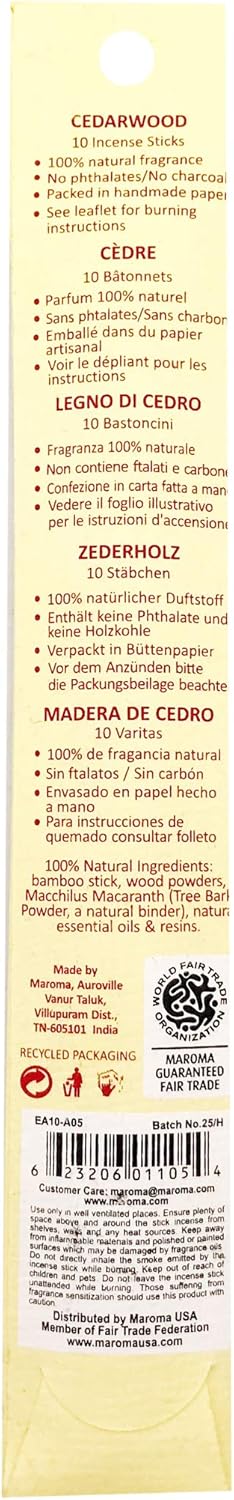 MAROMA Eda Incense Cedarwood, 10 CT