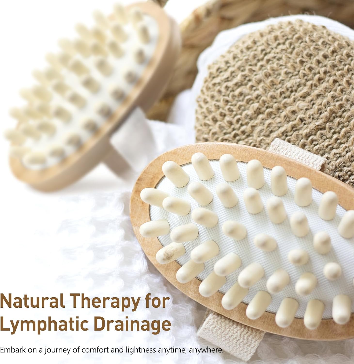 2 Pack Natural Wooden Anti Cellulite Massager Wood Hand-Held Massager Body Brush Muscle Relax Sauna Spa Head Massage Brush