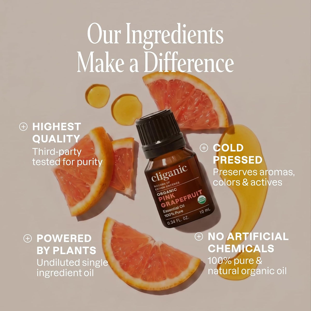 Cliganic Organic Pink Grapefruit Essential Oil for Diffuser
