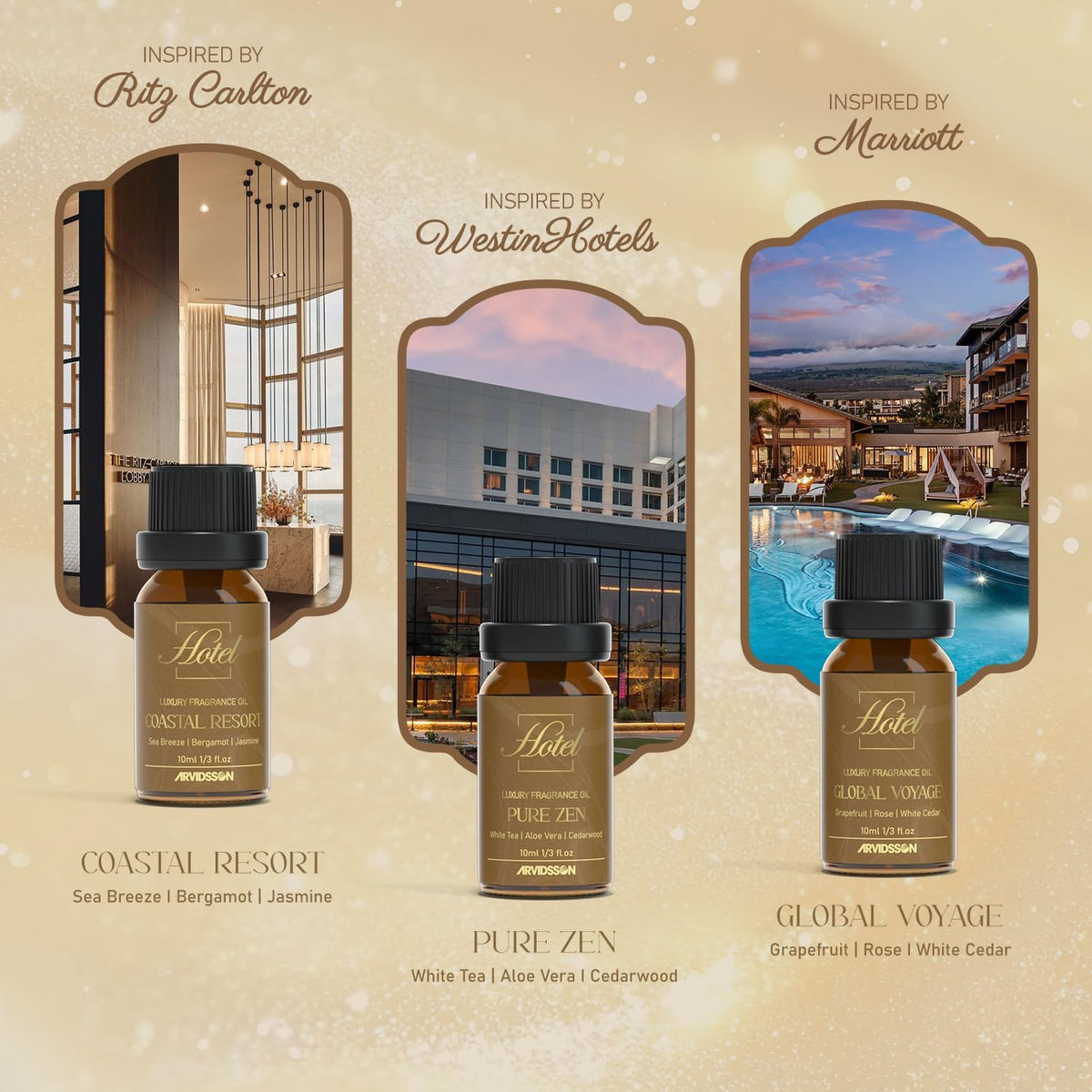 ARVIDSSON Hotel Diffuser Oils Gift Set - Hotel Essential Oils for Diffuser