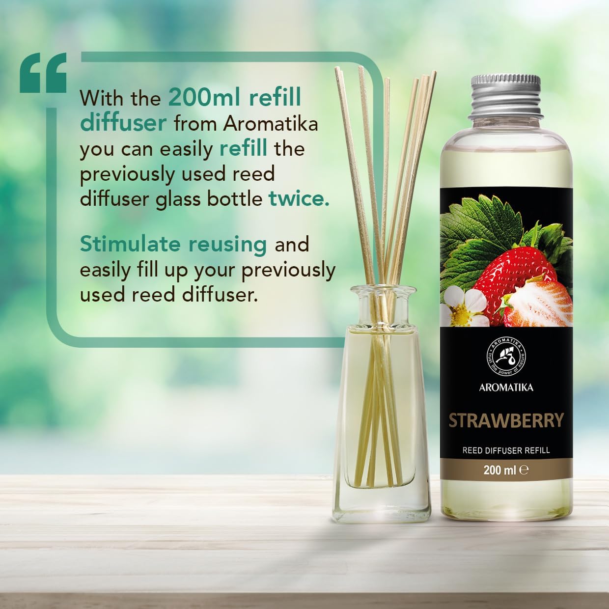 Strawberry Refill Reed Diffuser 6.8 Fl Oz - Room Diffuser Refill - Home Fragrance - Room Freshener - Fresh and Long Lasting Fragrance
