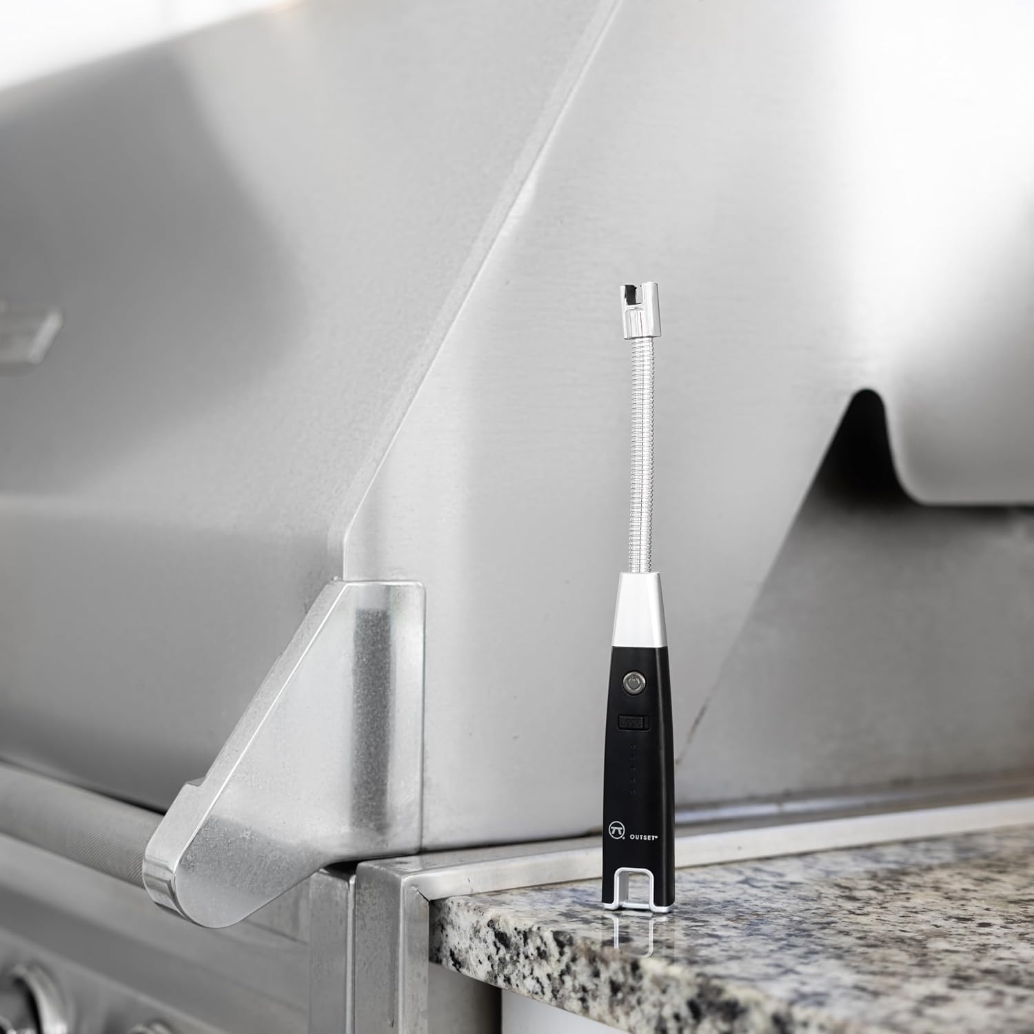 Outset Rechargeable Arc Lighter with Flexible Neck for Grill, Candles, and Fireplace