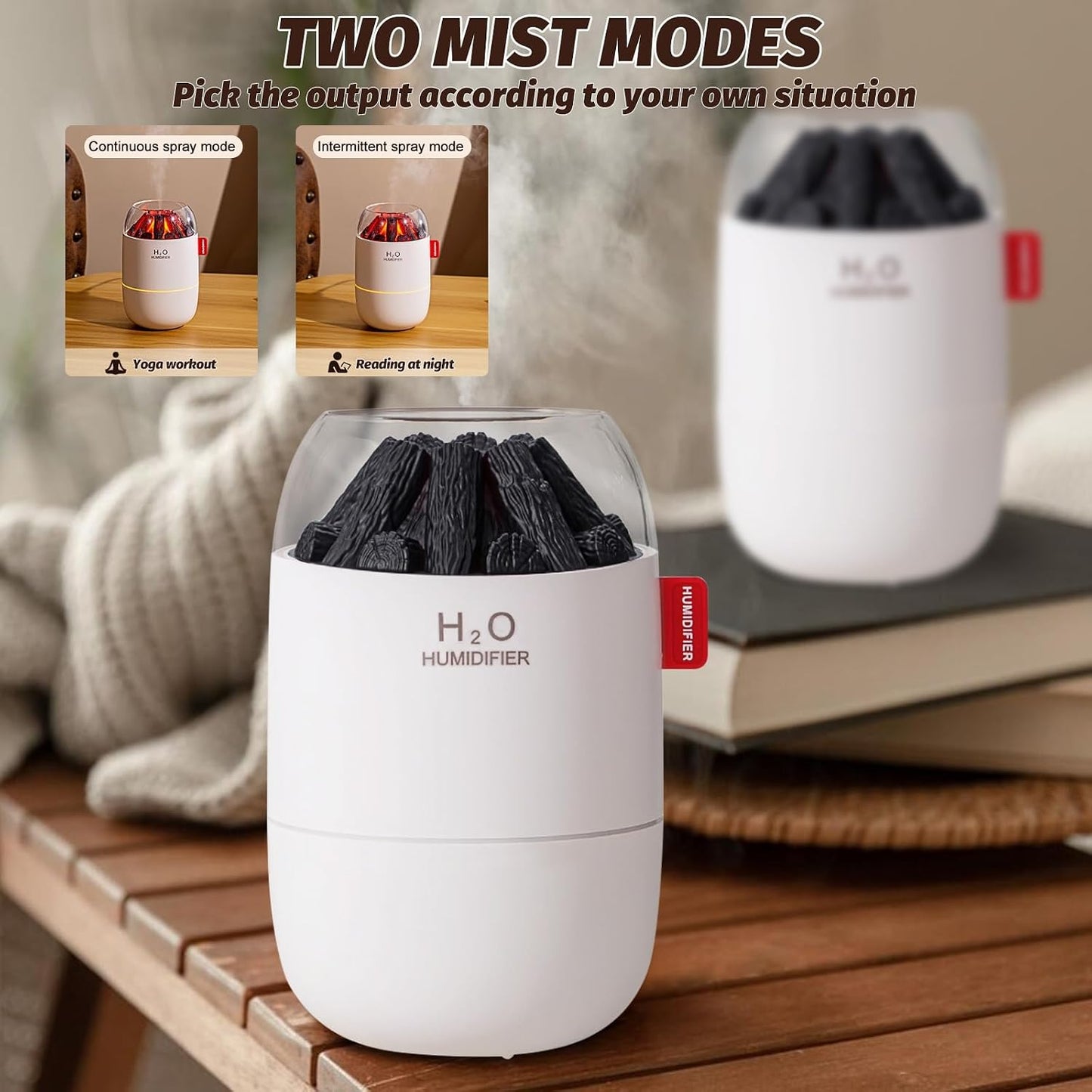 Portable Mini Humidifier for Desk Bedroom Indoor Plant, 280 ml Humidifier for Office Small Room, USB Powered Quiet Cool Mist Humidification Night Light (White)