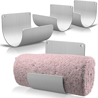Bamboo Towel Rack by Aura Nest Set of 4 Wood Towel Racks Bamboo Bathroom Accessories -Wall Towel Holder for Rolled Towels Wooden Towel Racks for Bathroom Spa Bathroom - White