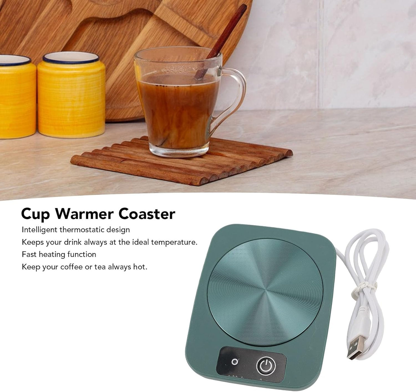 Coffee Mug Warmer, 10W Electric Thermostat Coffee Mug Heater Coaster for Desk, Candle Wax Cup Warmer Heating Plate for Coffee, Milk, Tea, Chocolate, Beverage (Green)