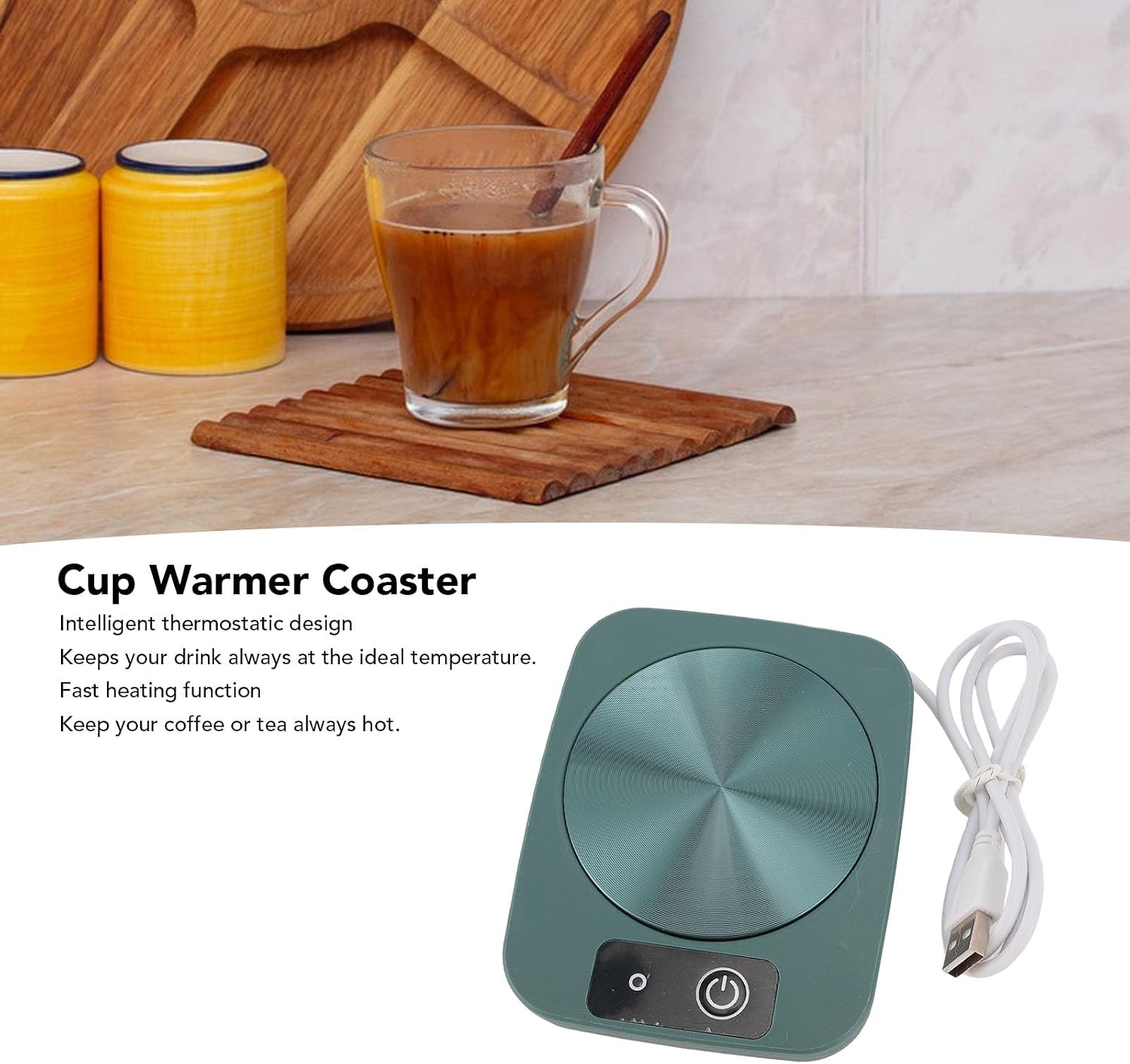 Coffee Mug Warmer, 10W Electric Thermostat Coffee Mug Heater Coaster for Desk, Candle Wax Cup Warmer Heating Plate for Coffee, Milk, Tea, Chocolate, Beverage (Green)