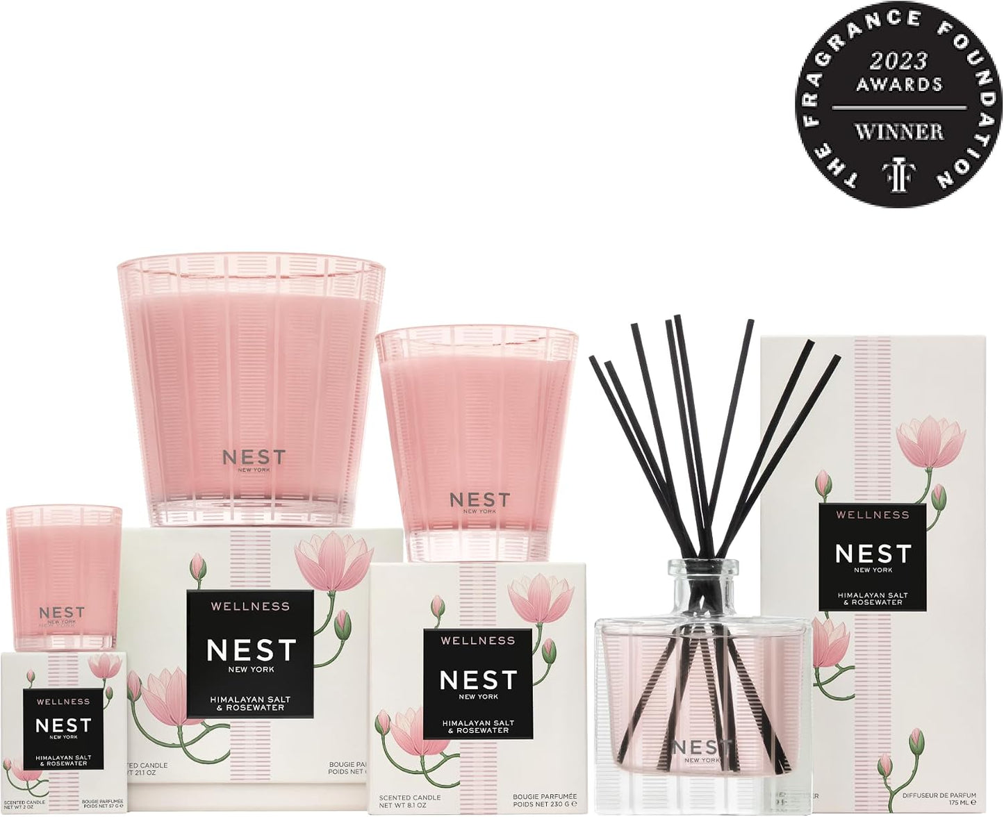 NEST New York Reed Diffuser Liquid Refill, Himalayan Salt & Rosewater - 5.9 fl oz - Fragrance for Up to 90 Days - Flame Free
