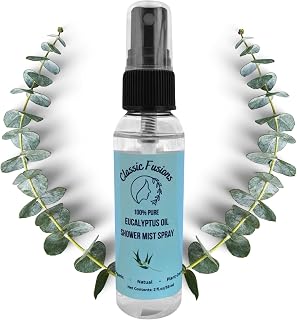 100% Pure Eucalyptus Oil Shower Spray – 2oz Natural Mist for Refreshing Scent, Relaxation & Invigoration – No Harsh Chemicals, Perfect for Shower, Steam Room & Linen Freshener