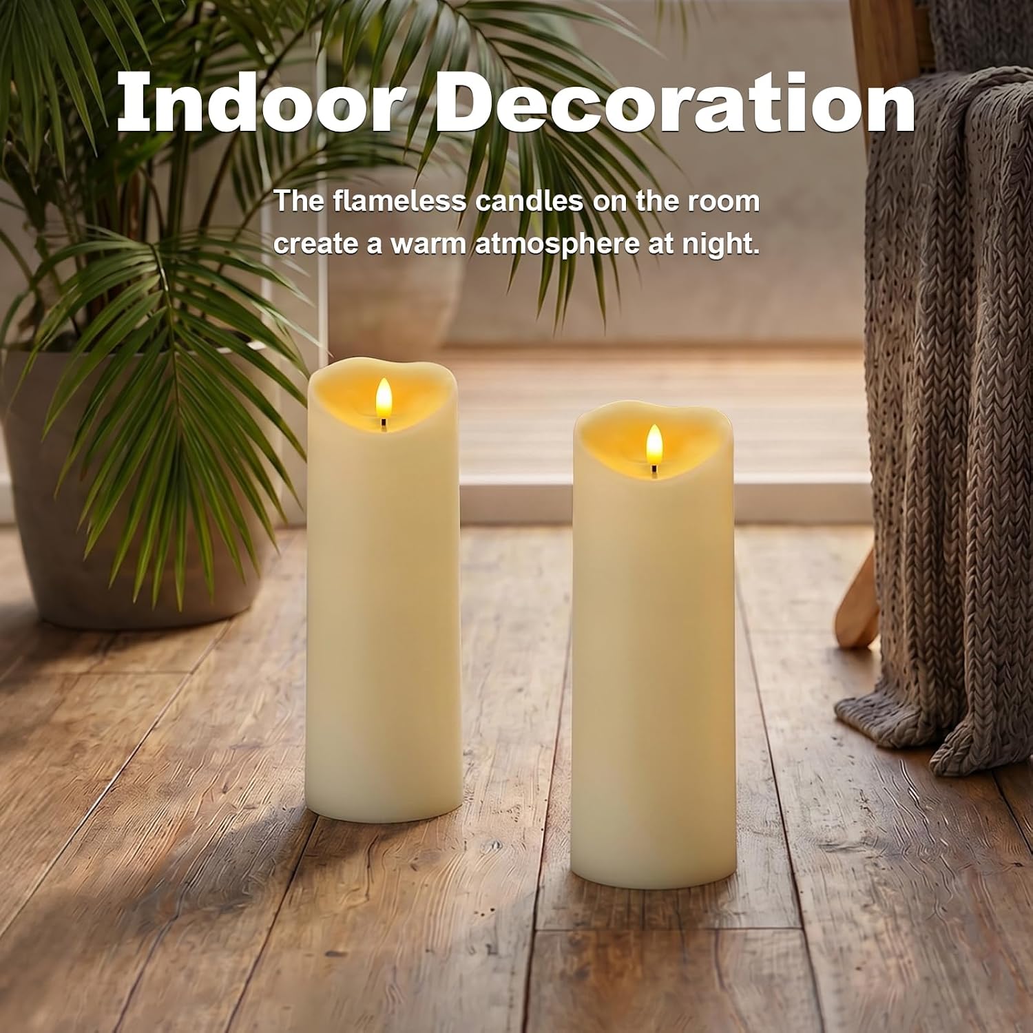 Amagic 4” x 12” Extra Large Waterproof Outdoor Flameless Candles, IP65 Water-Resistant Battery Operated with Remote and Timer, Flickering LED Pillar Candle for Outdoor Patio Porch Decor, Dark Ivory