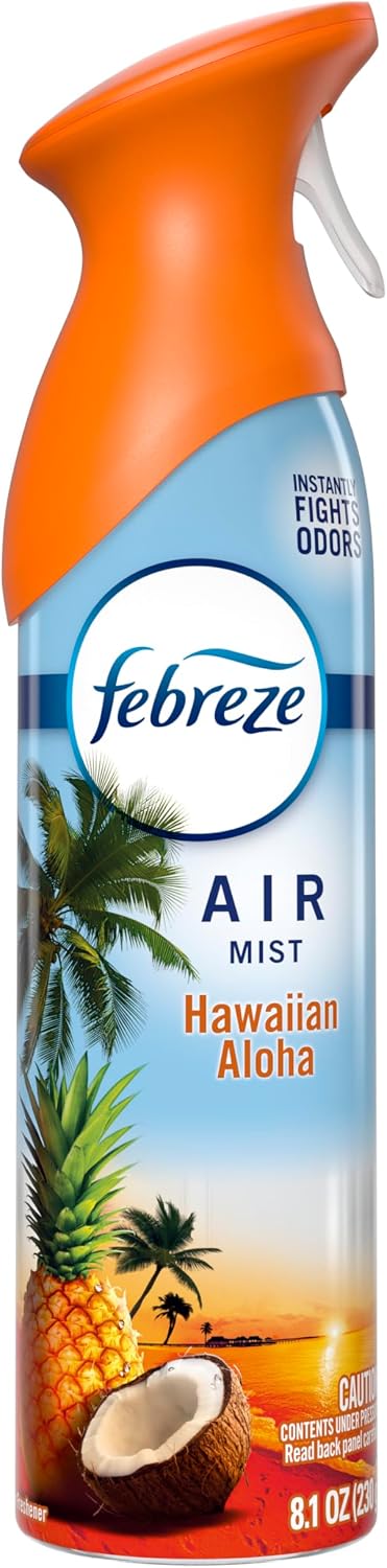 Febreze Air Mist, Air Freshener Spray, Odor Fighting Room Spray, Deodorizer for Home Bathroom Kitchen Office Apartment Dorm Room Classroom, Hawaiian Aloha, 8.1oz, 6ct