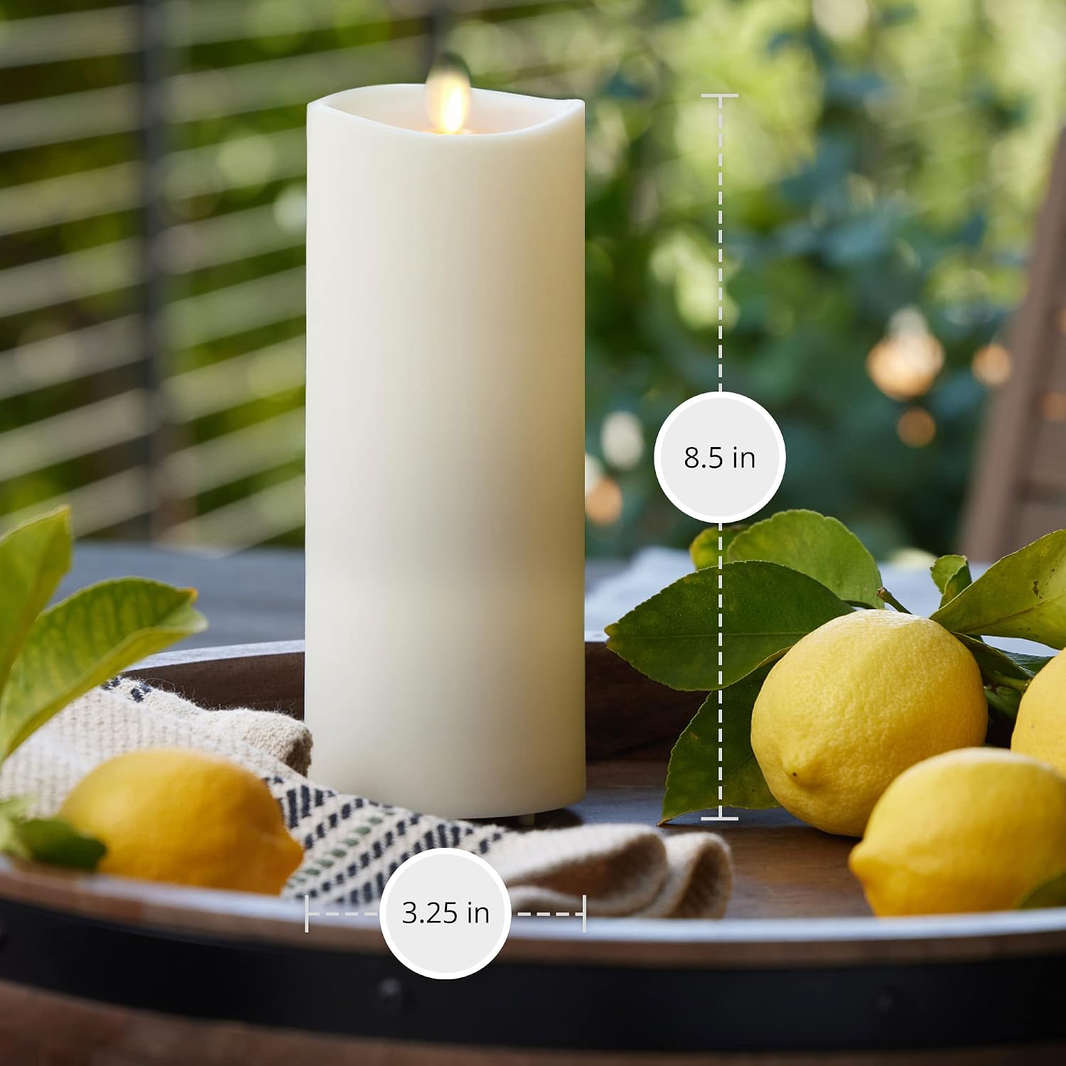 Luminara Realistic Artificial Moving Flame Outdoor Pillar Candle - Moving Flame LED Battery Operated Lights for Outside Christmas, Thanksgiving - Remote Ready - Remote Sold Separately - 3.25" x 8.5"