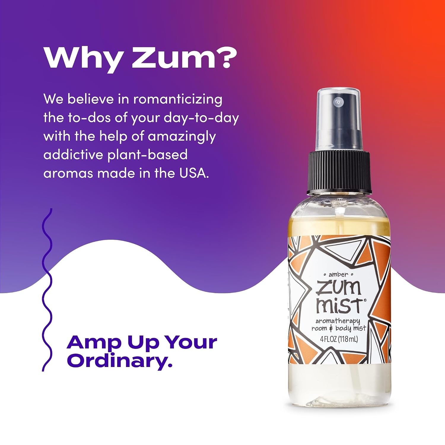 Zum Indigo Wild Mist Room & Body Spray - Aromatherapy Essential Oil Spray - Natural Body Mist & Room Spray - Amber Scent - 4 fl oz (2 Pack)