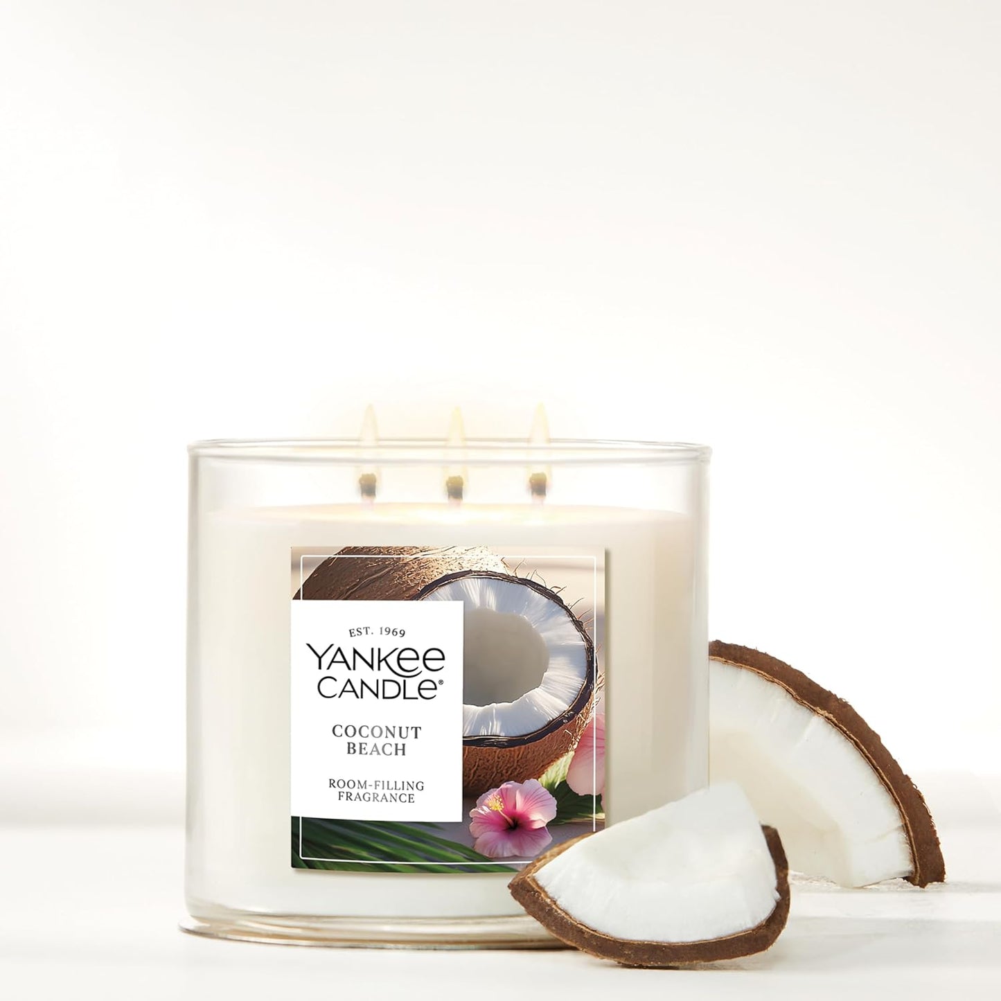 Yankee Candle Coconut Beach, Scented Candle, 14.5oz 3-Wick Candle Jar with up to 40 Hours Burn Time, Giftable