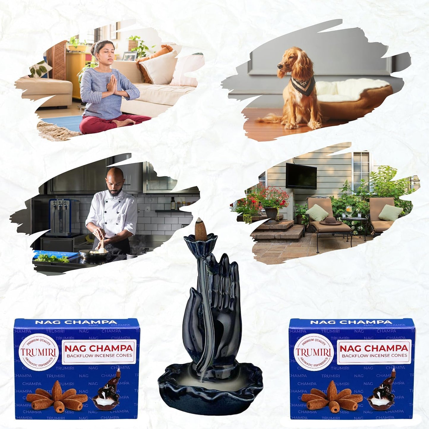 TRUMIRI Nag Champa Backflow Incense Cones - 20 Count (Pack of 2)