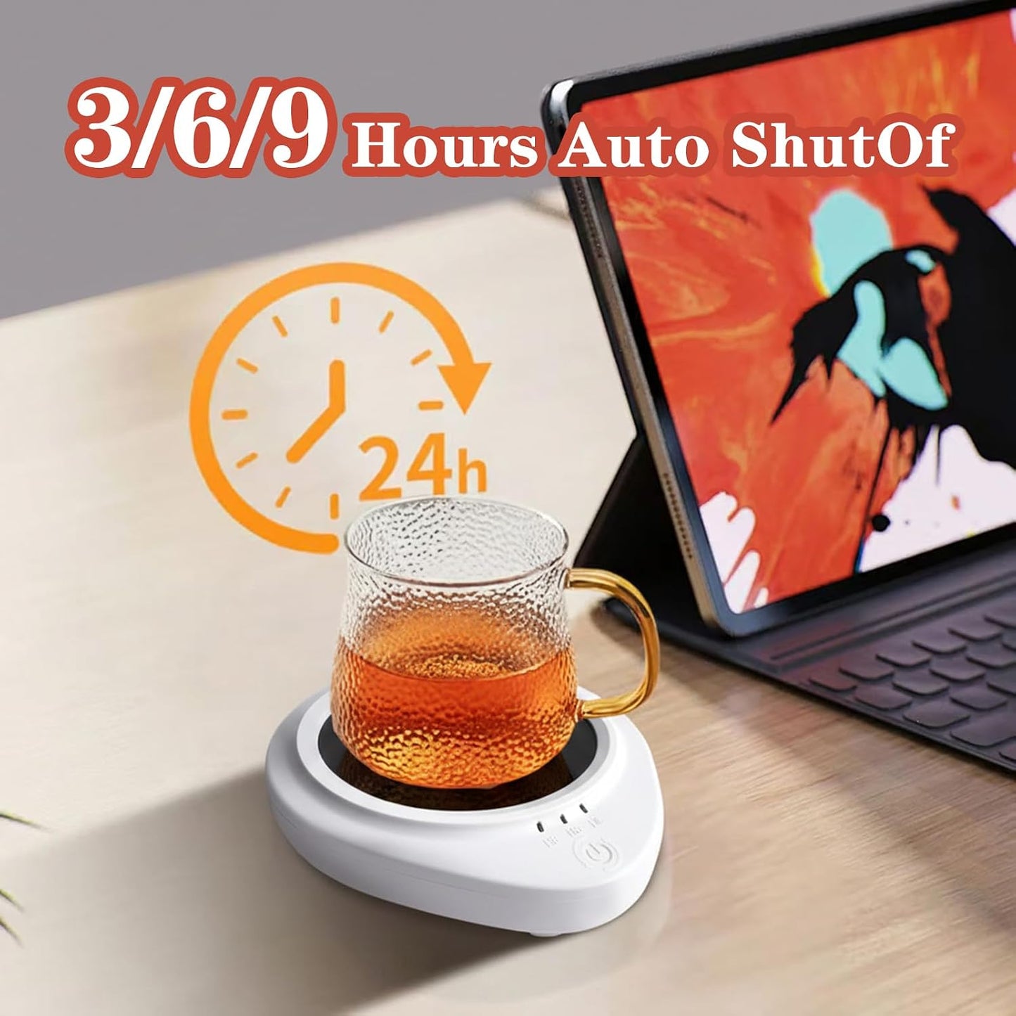 Candle Warmer with Timer,Coffee Cup Warmer with Timer,Fastest Heating & Highest Temperature，Three time Gears (3H, 6H, 9H),Coffee Cup Warmer for Desk,Candle Warmer,Gifts for Festival Birthday