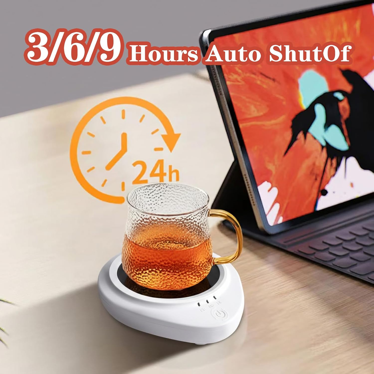 Candle Warmer with Timer,Coffee Cup Warmer with Timer,Fastest Heating & Highest Temperature，Three time Gears (3H, 6H, 9H),Coffee Cup Warmer for Desk,Candle Warmer,Gifts for Festival Birthday