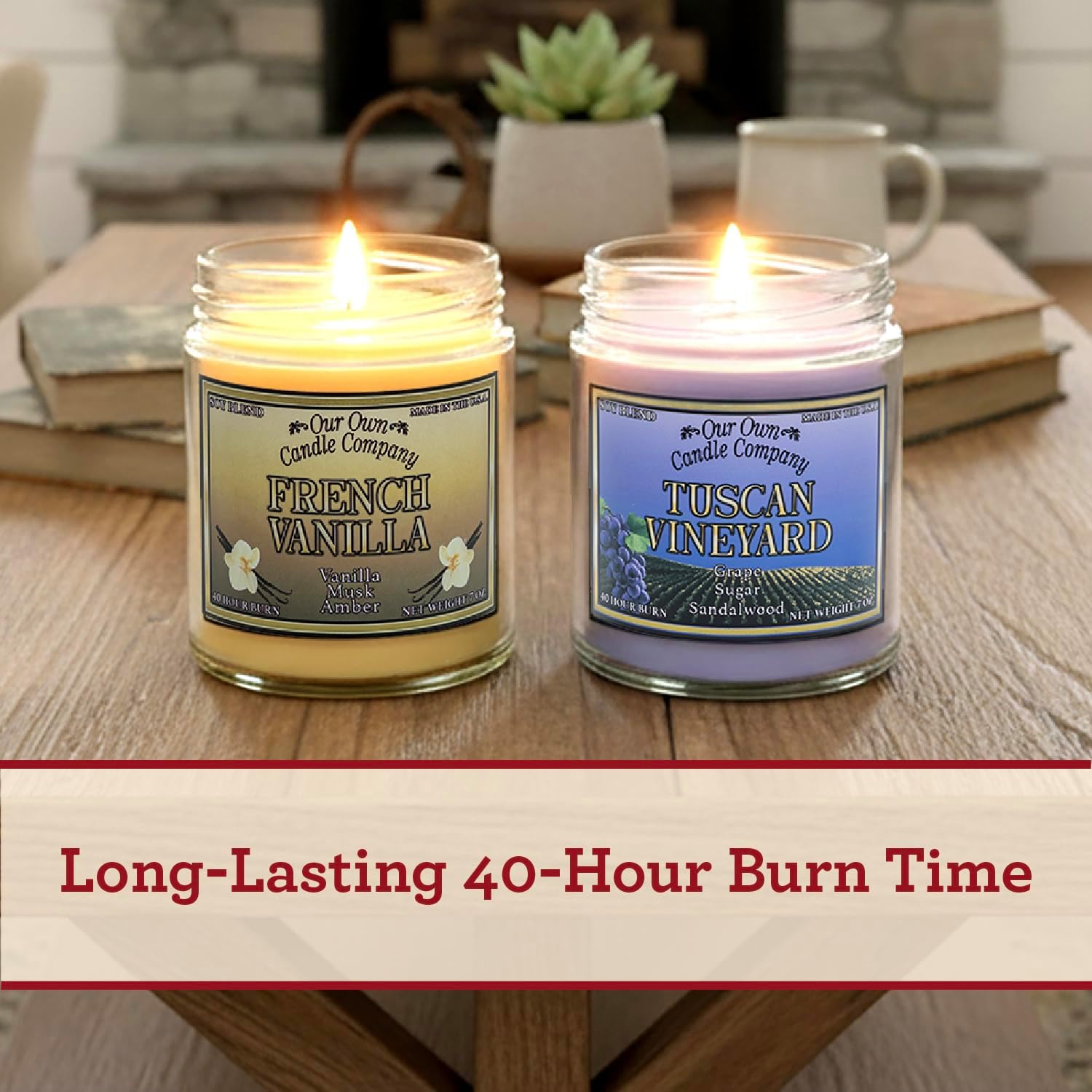 Our Own Candle Company, Vanilla Waffle Cone Scented Mason Jar Candles, 40 Hour Burn Time, 7 Ounces (3 Pack)