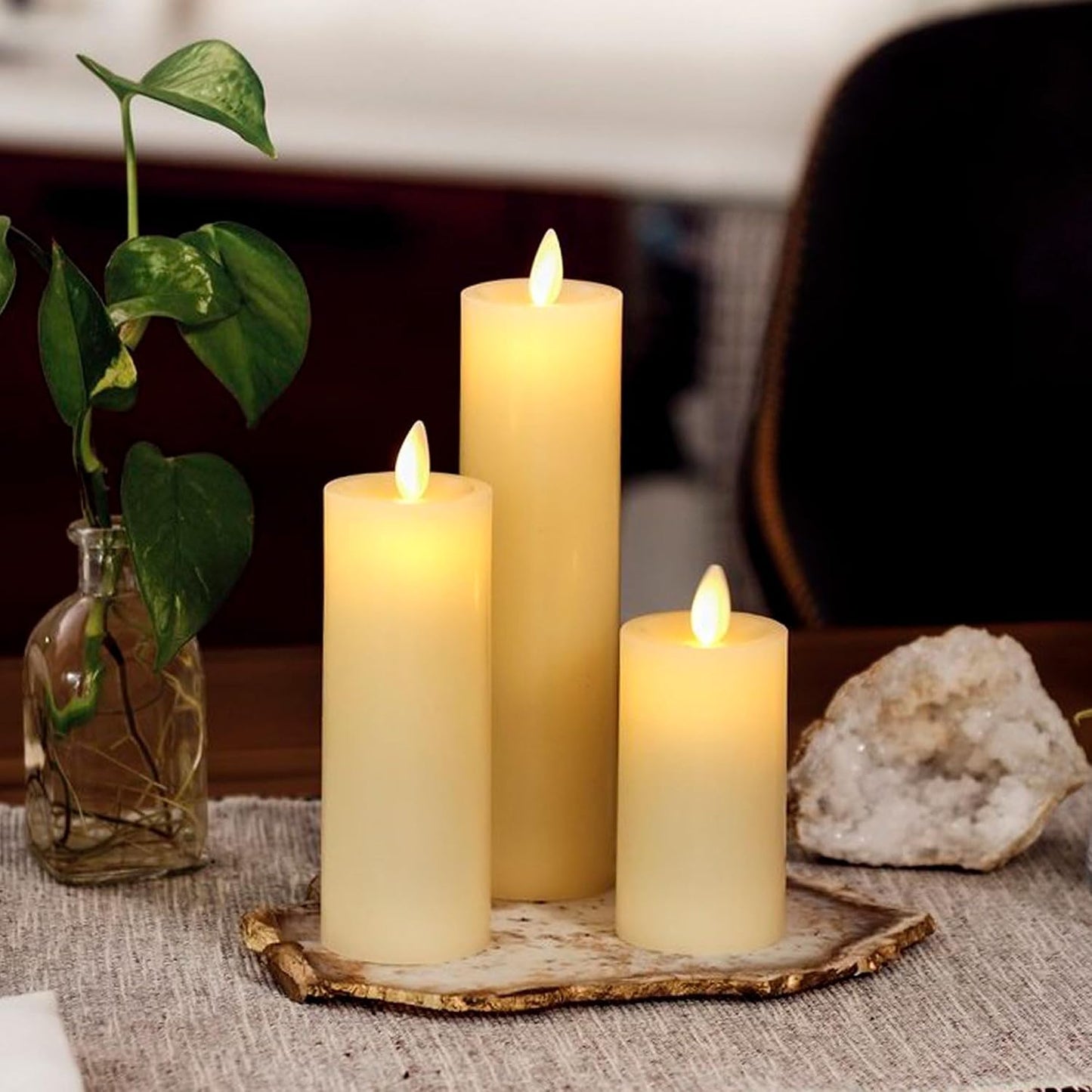 Luminara Classic Slim Flameless LED Candle, Ivory 2" x 4.5, Battery Operated Moving Flame Pillar w/Timer, Safe Realistic Wax Candle, Home Decor