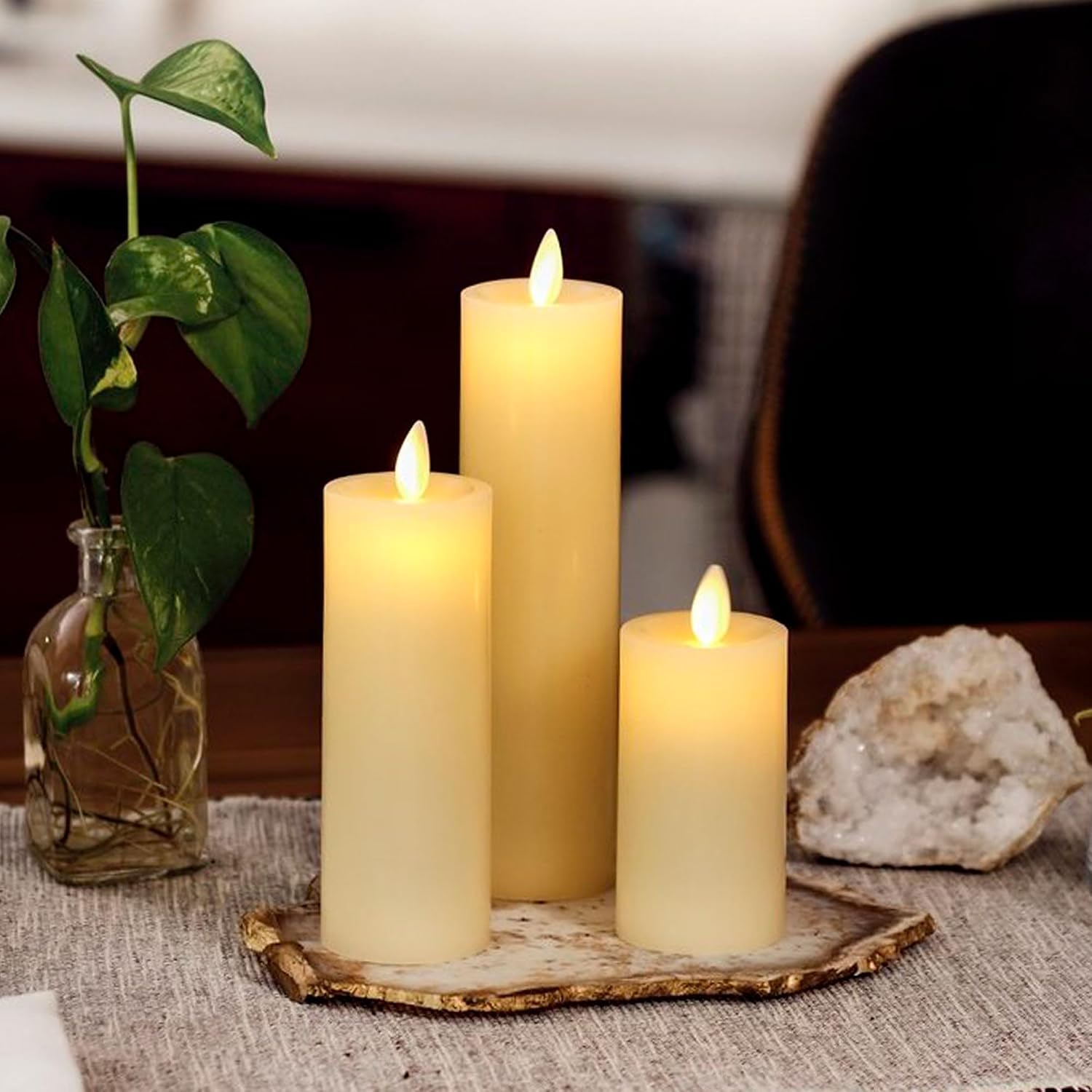 Luminara Classic Slim Flameless LED Candle, Ivory 2" x 4.5, Battery Operated Moving Flame Pillar w/Timer, Safe Realistic Wax Candle, Home Decor