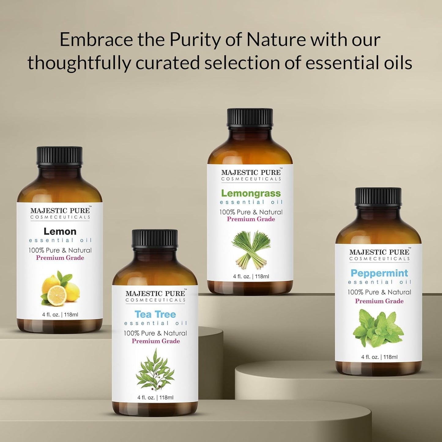 Majestic Pure Essential Oil with Glass Dropper - 100% Pure and Natural - Essential Oils for Diffuser, Aromatherapy, Soap and Candle Making, Eucalyptus Essential Oil, Eucalyptus Oil, 4 Fl Oz Pack of 2