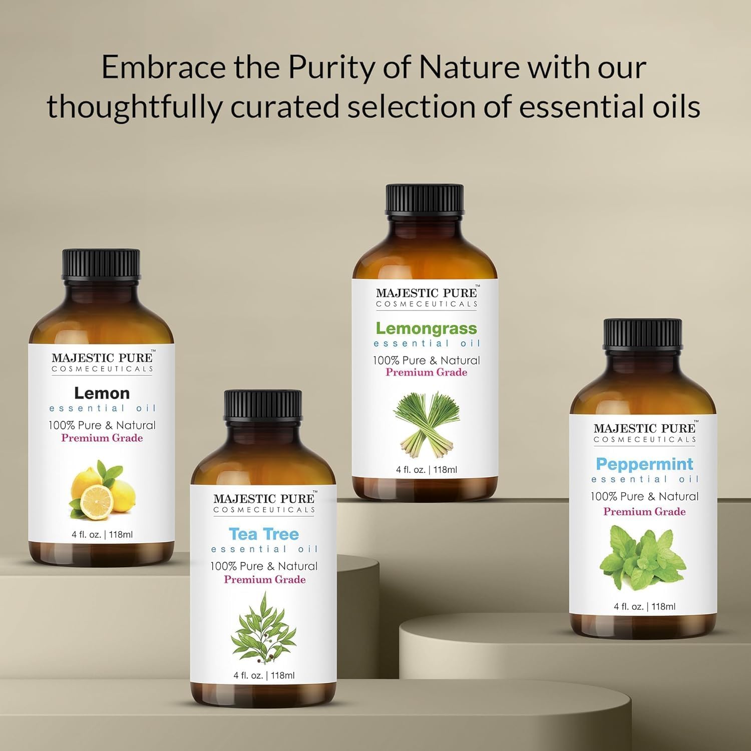 Majestic Pure Essential Oil with Glass Dropper - 100% Pure and Natural - Essential Oils for Diffuser, Aromatherapy, Soap and Candle Making, Eucalyptus Essential Oil, Eucalyptus Oil, 4 Fl Oz Pack of 2